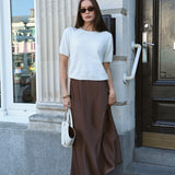 BROWN SATIN SKIRT