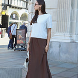 BROWN SATIN SKIRT